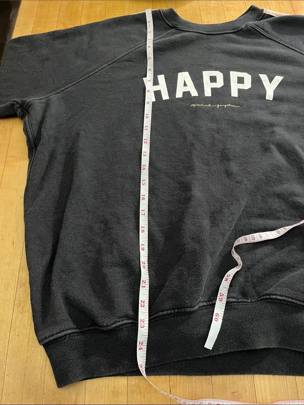 Spiritual Gangster HAPPY Rainbow Stripe Raglan Sweatshirt Size Large Dark Gray - Picture 14 of 15